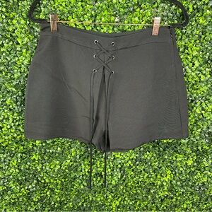 Nwt Anthropologie English Factory Black Lace-Up High Waist Shorts